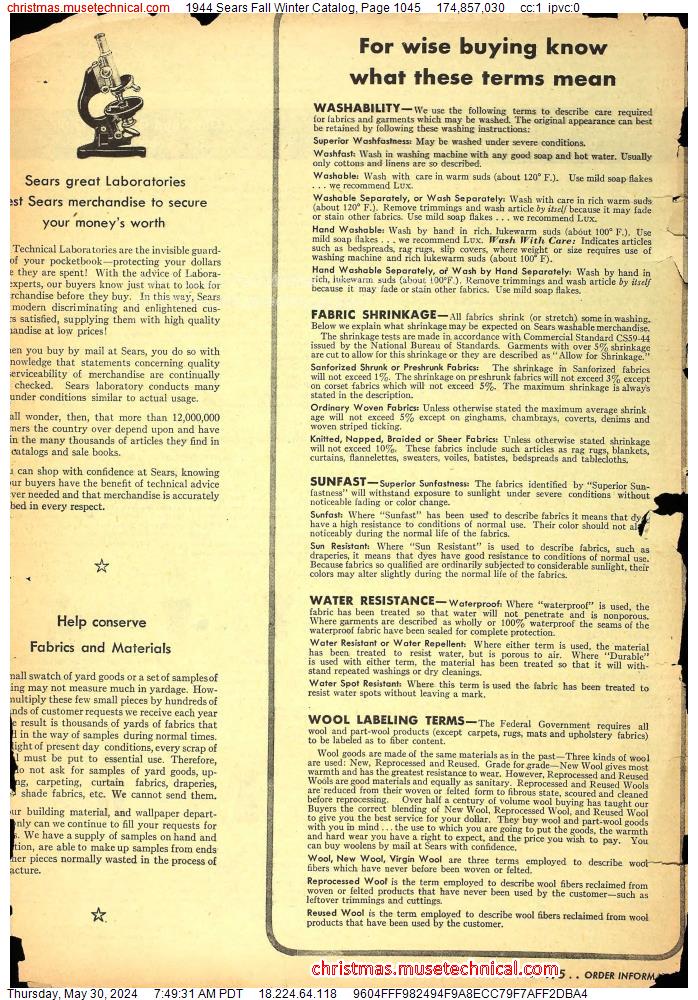 1944 Sears Fall Winter Catalog, Page 1045