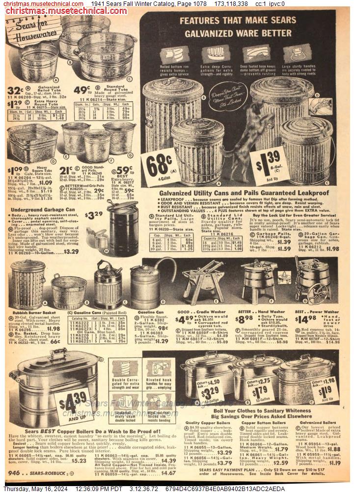 1941 Sears Fall Winter Catalog, Page 1078