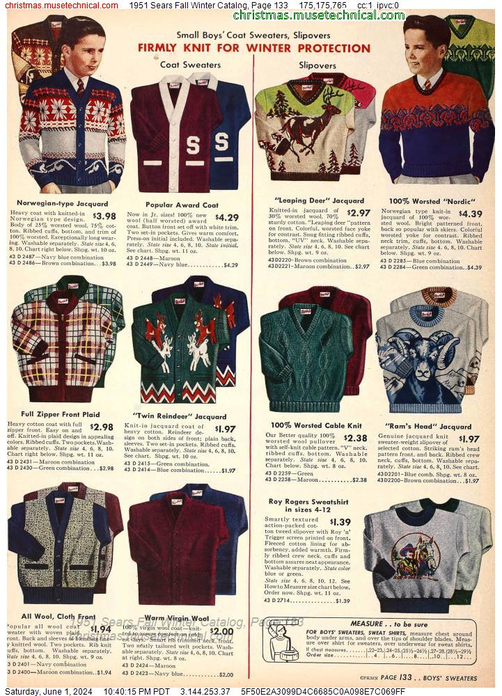 1951 Sears Fall Winter Catalog, Page 133