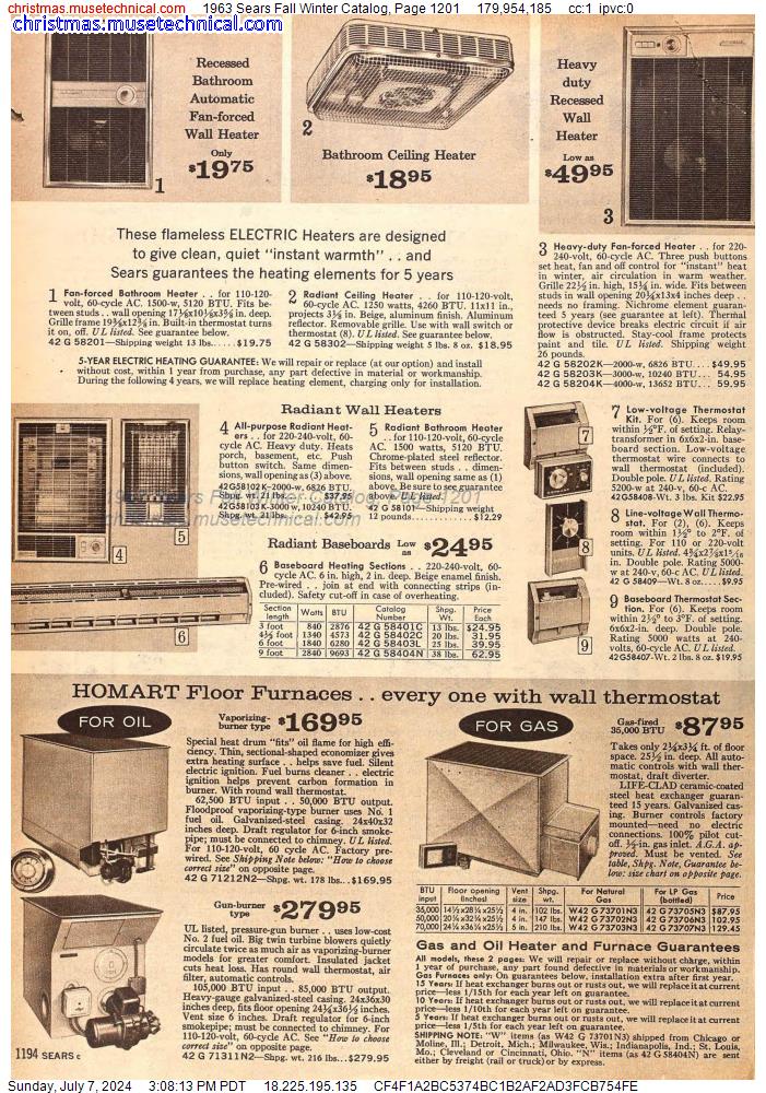 1963 Sears Fall Winter Catalog, Page 1201