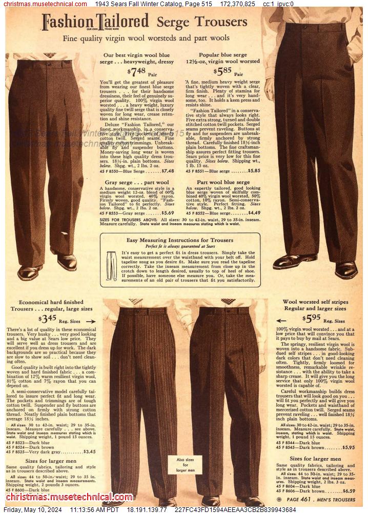 1943 Sears Fall Winter Catalog, Page 515