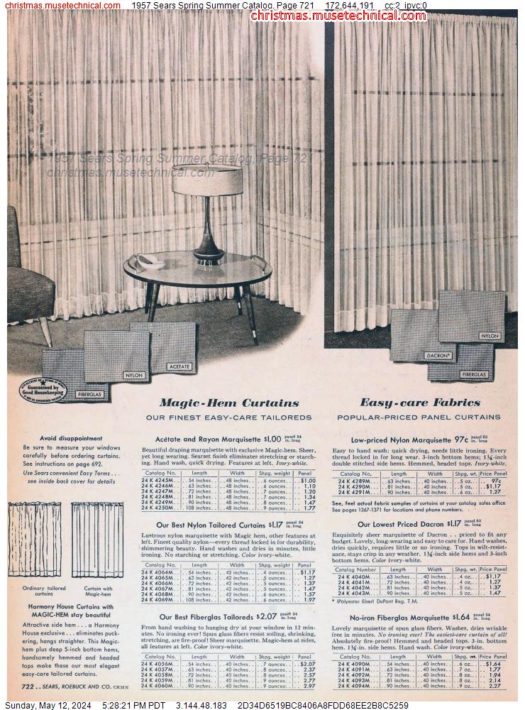 1957 Sears Spring Summer Catalog, Page 721