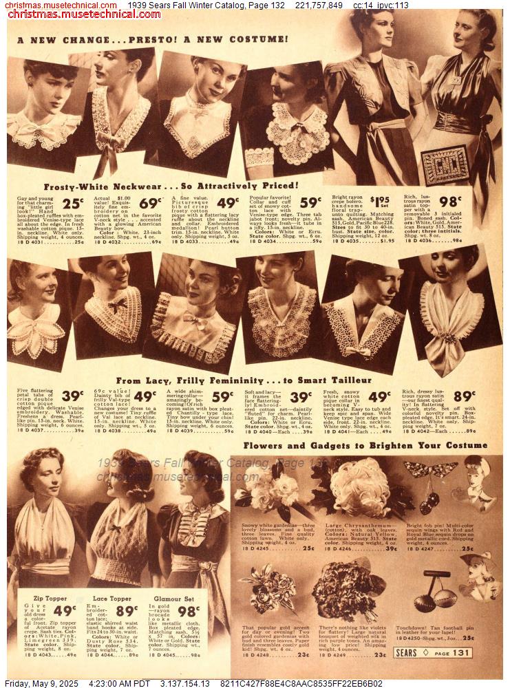 1939 Sears Fall Winter Catalog, Page 132