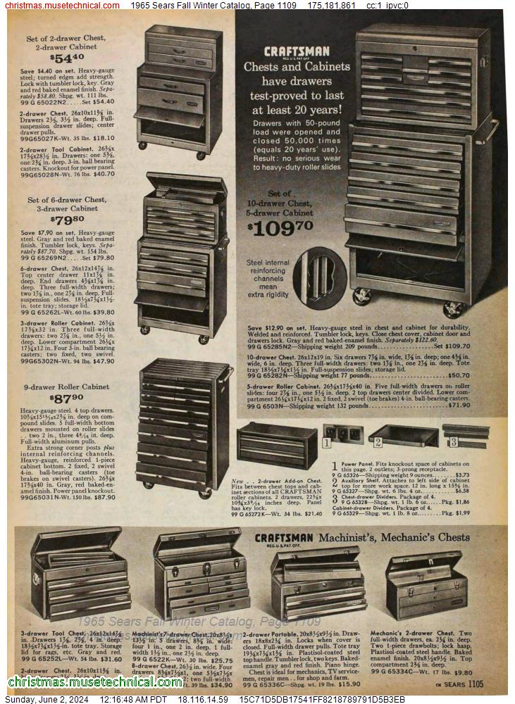 1965 Sears Fall Winter Catalog, Page 1109