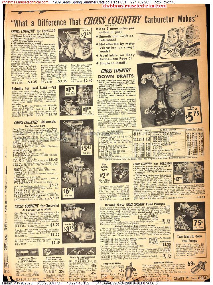 1939 Sears Spring Summer Catalog, Page 851