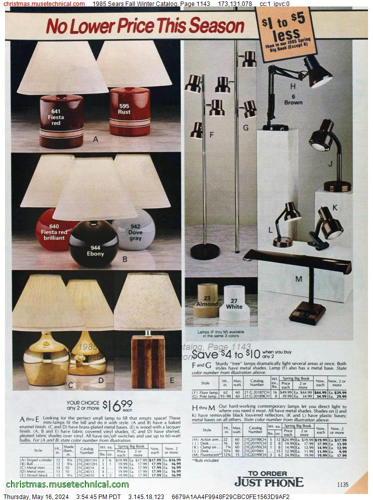 1985 Sears Fall Winter Catalog, Page 1143