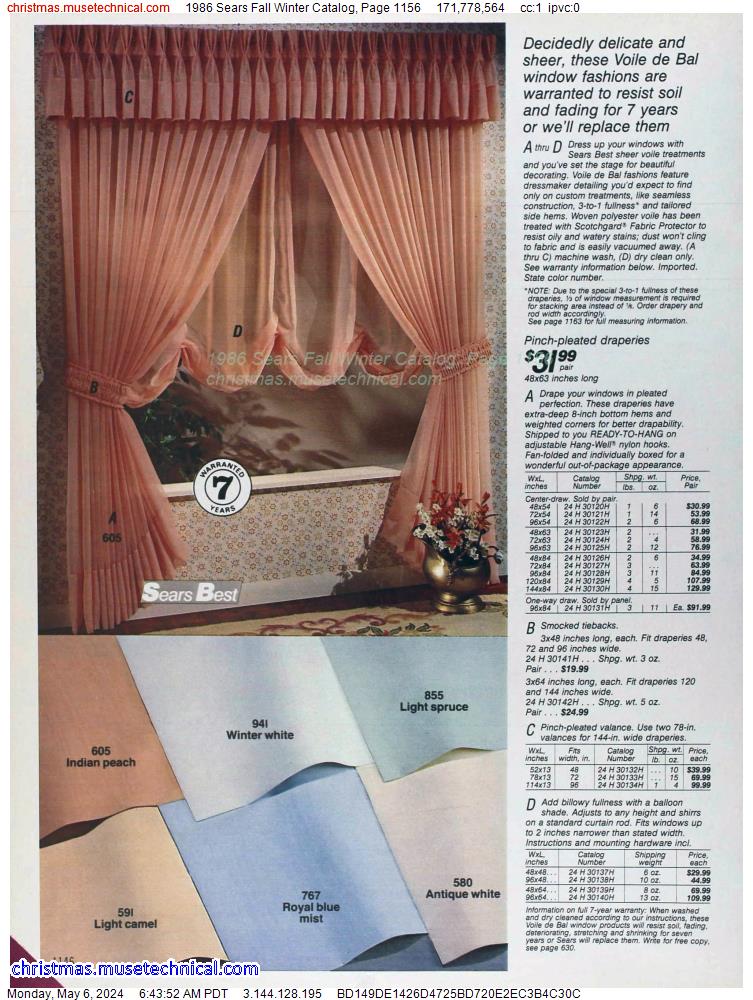 1986 Sears Fall Winter Catalog, Page 1156