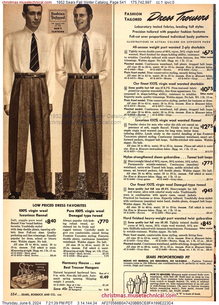 1952 Sears Fall Winter Catalog, Page 541