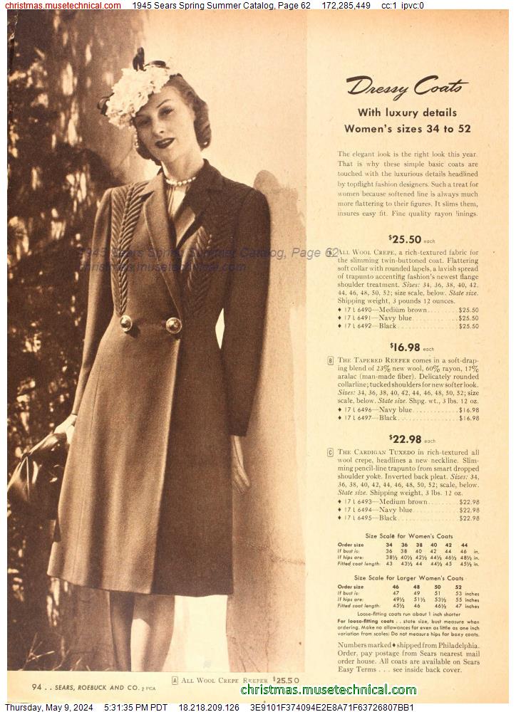1945 Sears Spring Summer Catalog, Page 62