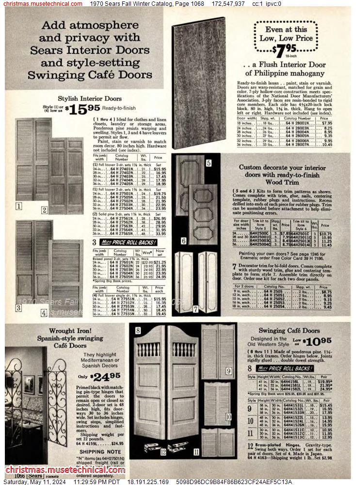 1970 Sears Fall Winter Catalog, Page 1068