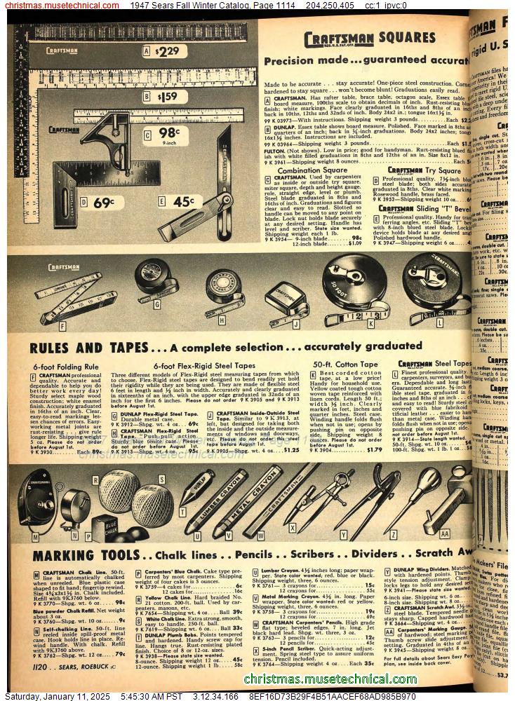 1947 Sears Fall Winter Catalog, Page 1114