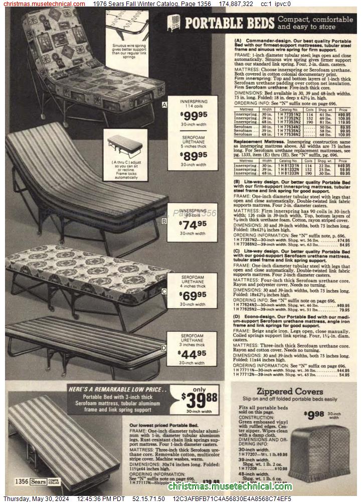 1976 Sears Fall Winter Catalog, Page 1356