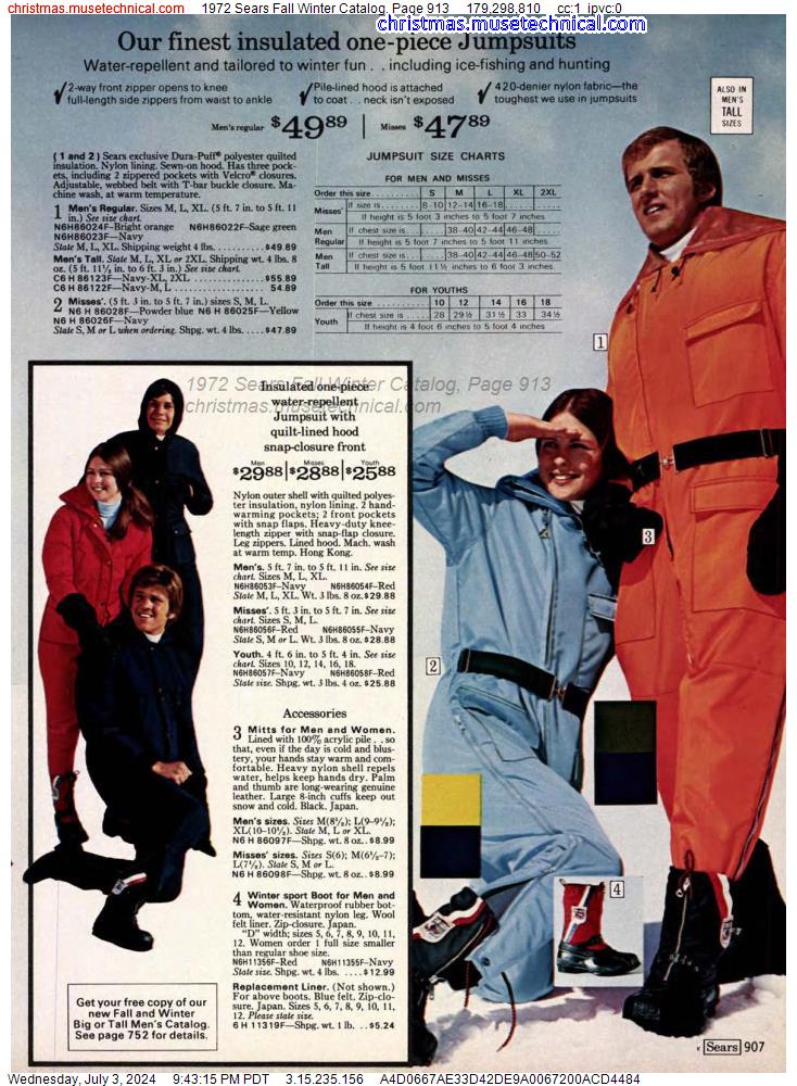1972 Sears Fall Winter Catalog, Page 913