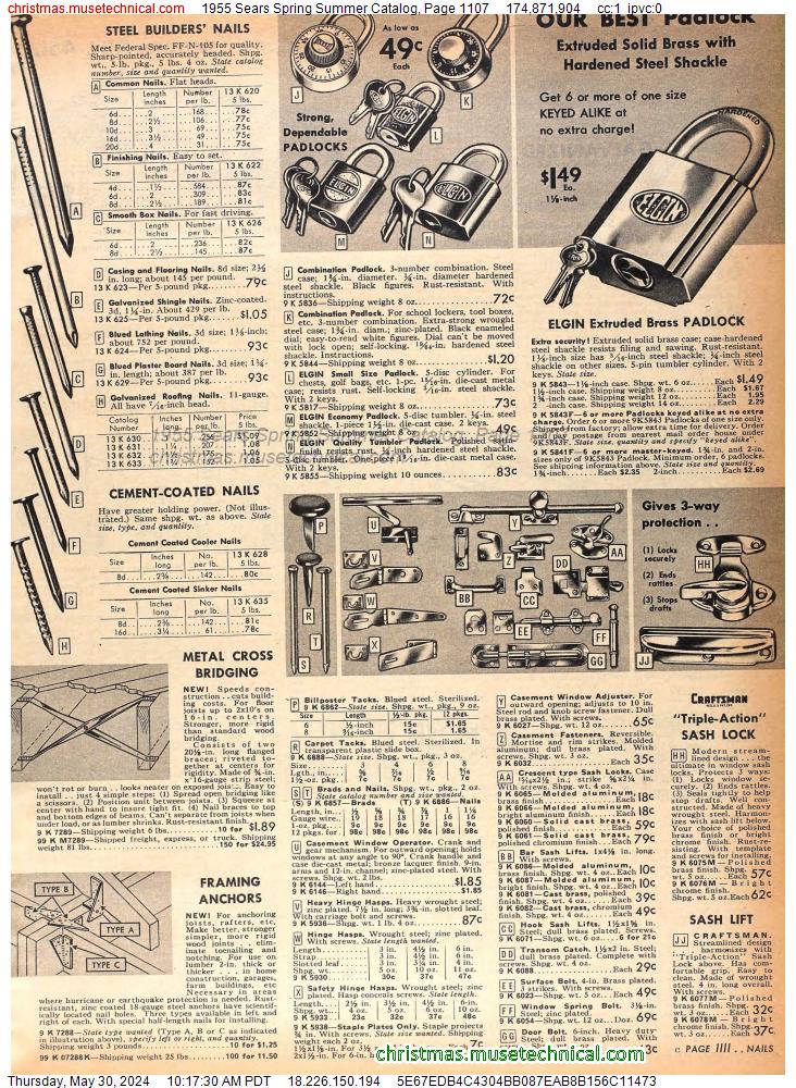 1955 Sears Spring Summer Catalog, Page 1107