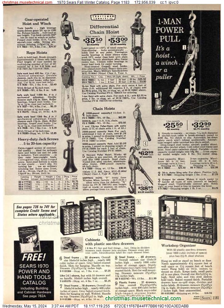 1970 Sears Fall Winter Catalog, Page 1183