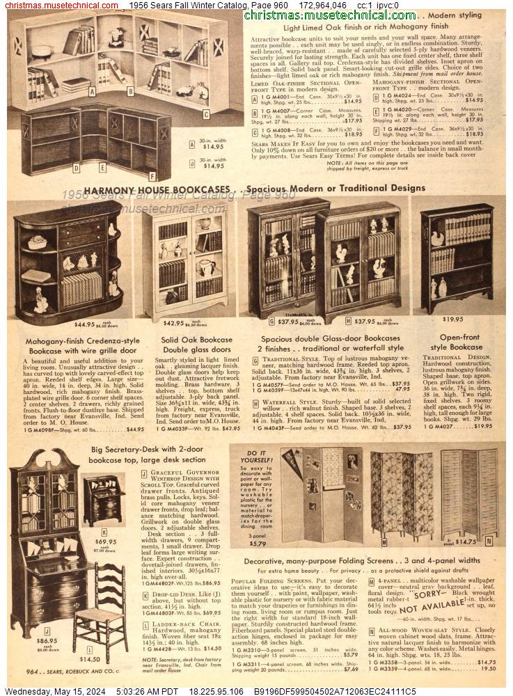 1956 Sears Fall Winter Catalog, Page 960