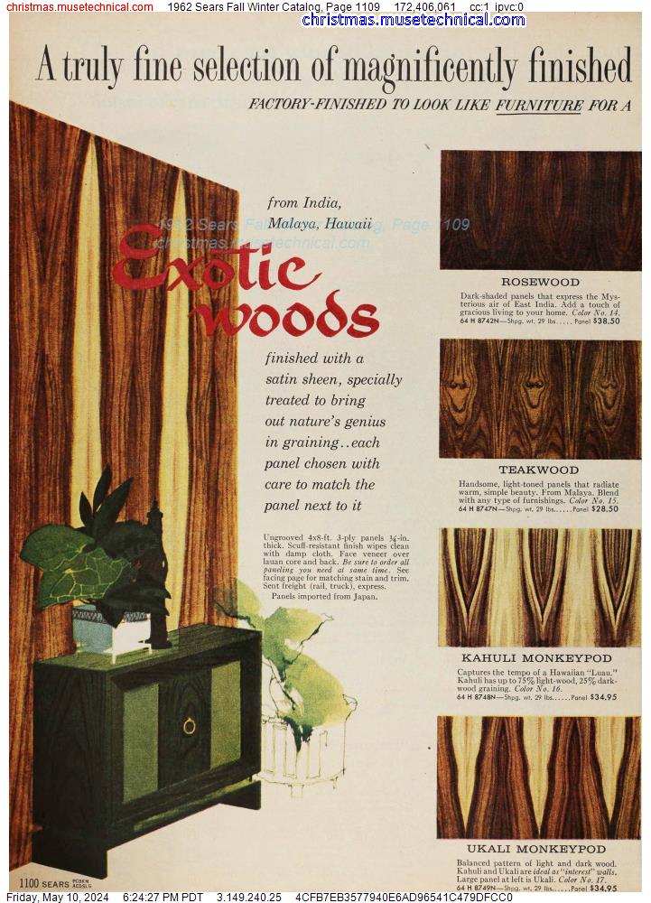 1962 Sears Fall Winter Catalog, Page 1109