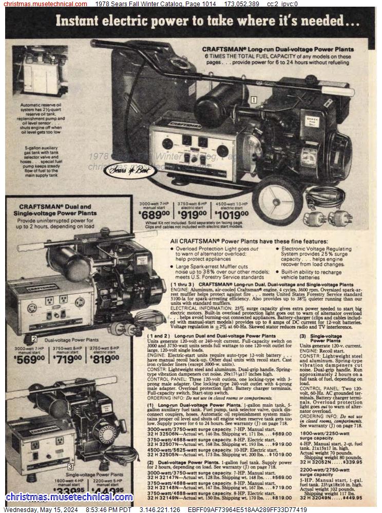 1978 Sears Fall Winter Catalog, Page 1014