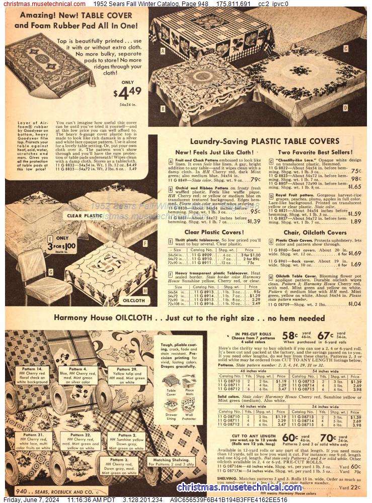 1952 Sears Fall Winter Catalog, Page 948