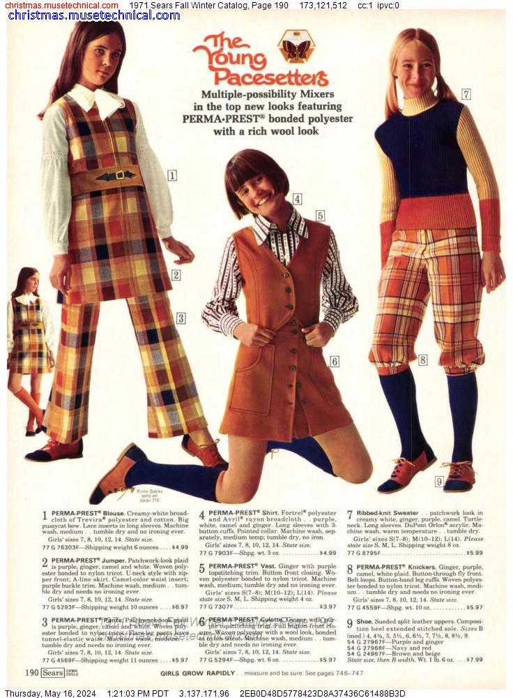 1971 Sears Fall Winter Catalog, Page 190 - Catalogs & Wishbooks
