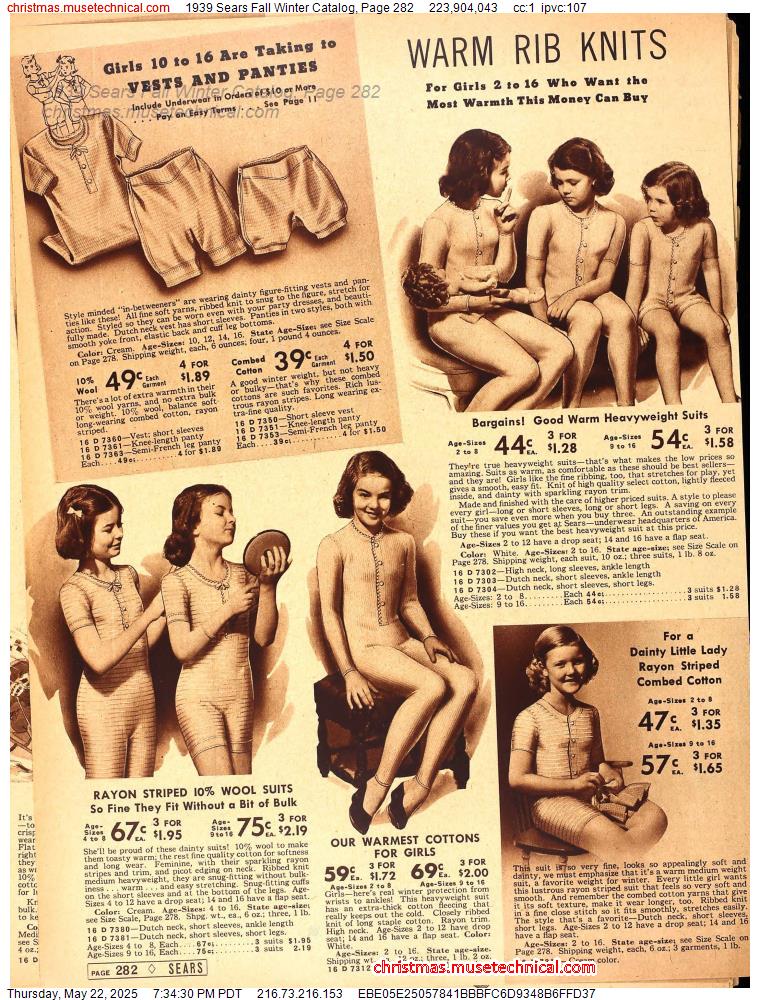 1939 Sears Fall Winter Catalog, Page 282