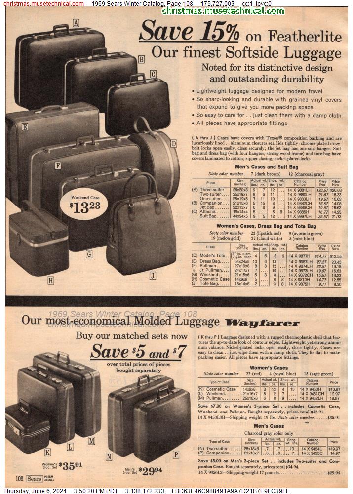 1969 Sears Winter Catalog, Page 108