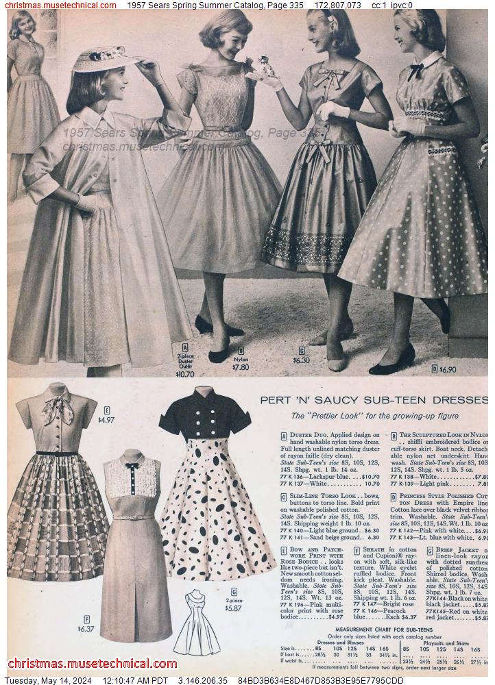 1957 Sears Spring Summer Catalog, Page 335