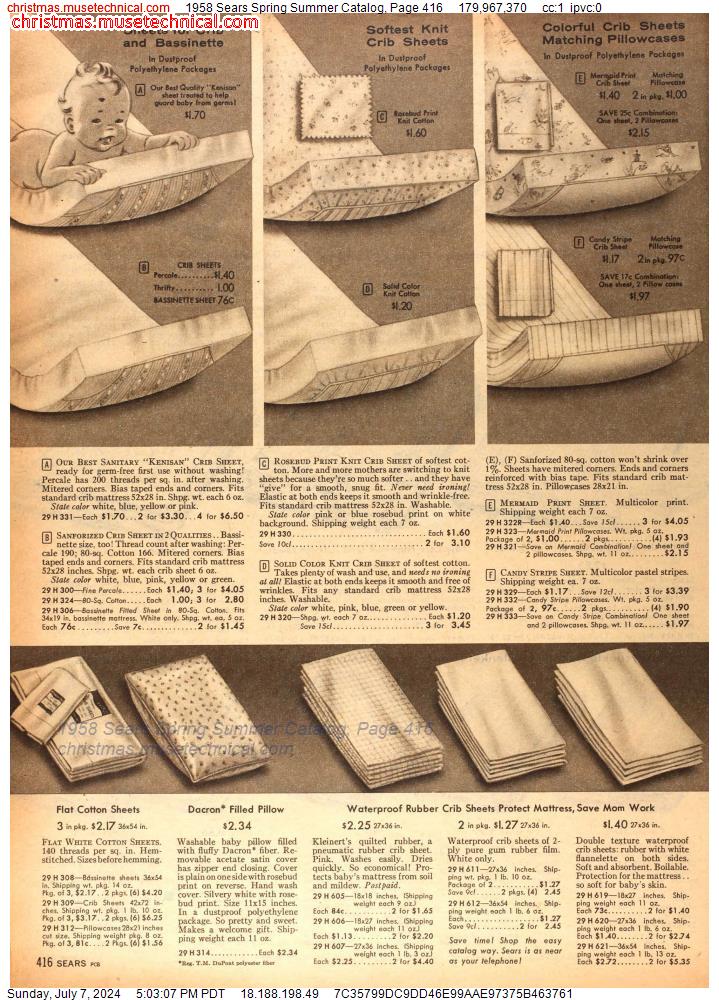 1958 Sears Spring Summer Catalog, Page 416