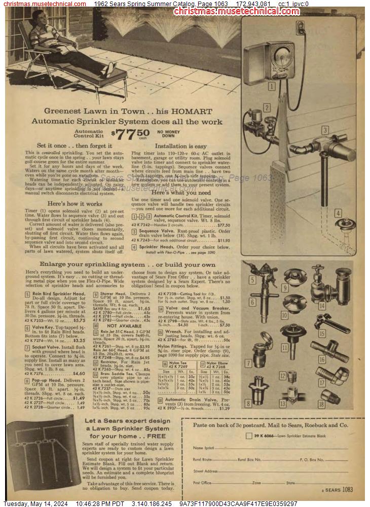 1962 Sears Spring Summer Catalog, Page 1063