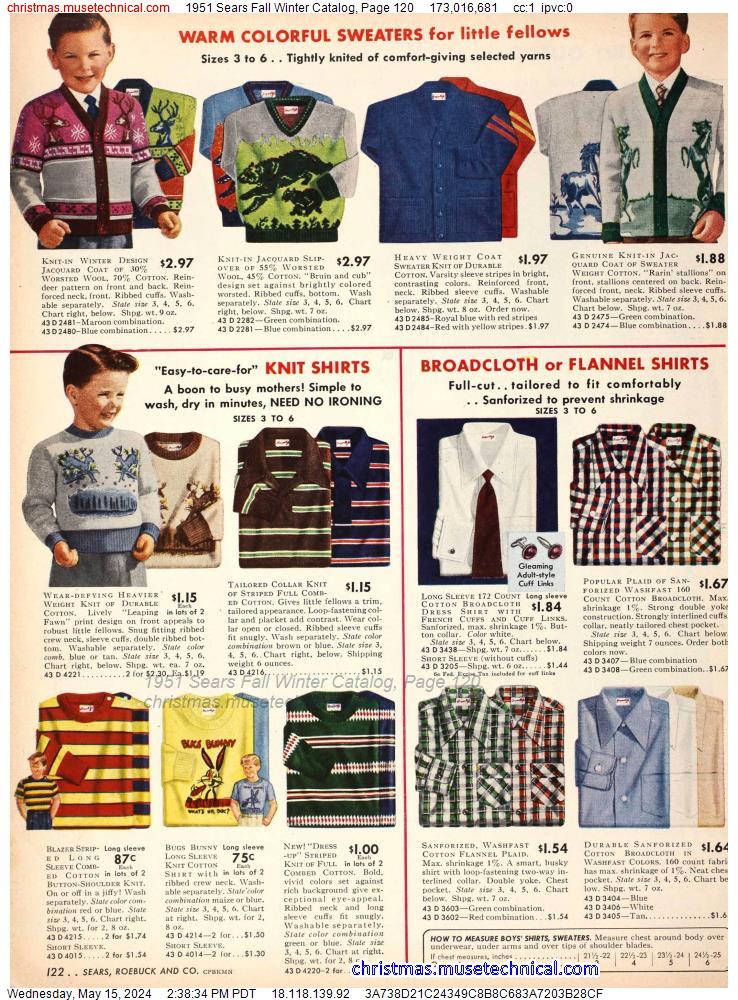1951 Sears Fall Winter Catalog, Page 120