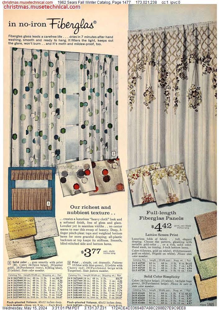 1962 Sears Fall Winter Catalog, Page 1477