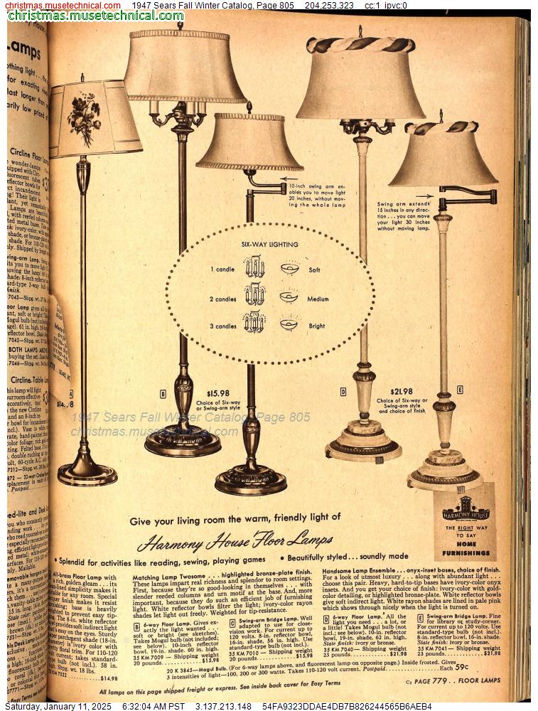 1947 Sears Fall Winter Catalog, Page 805