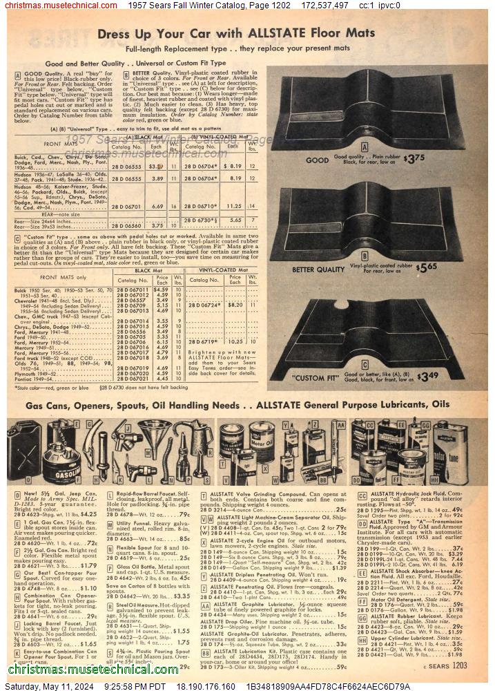 1957 Sears Fall Winter Catalog, Page 1202