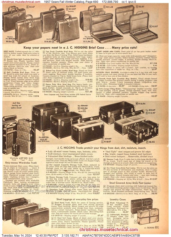 1957 Sears Fall Winter Catalog, Page 690