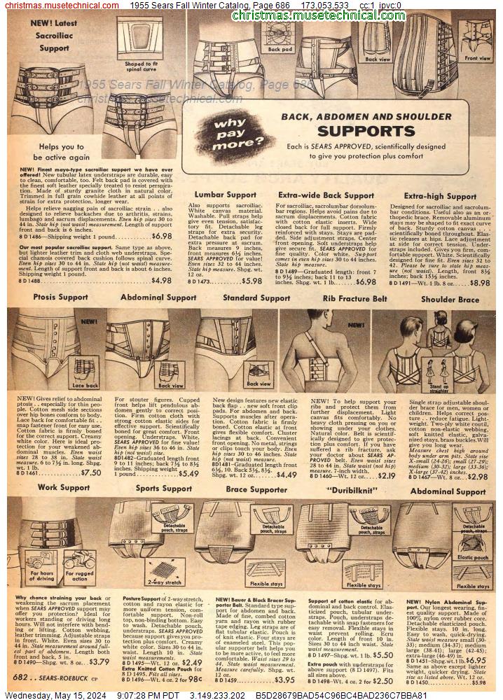 1955 Sears Fall Winter Catalog, Page 686
