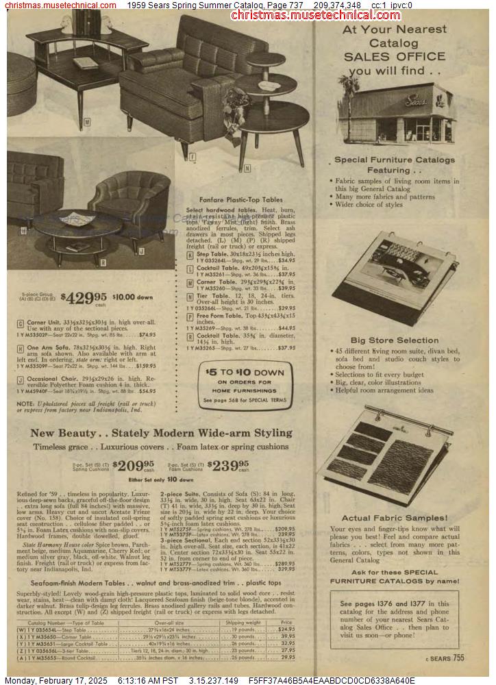 1959 Sears Spring Summer Catalog, Page 737