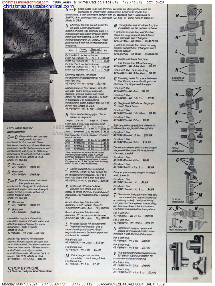 1986 Sears Fall Winter Catalog, Page 819