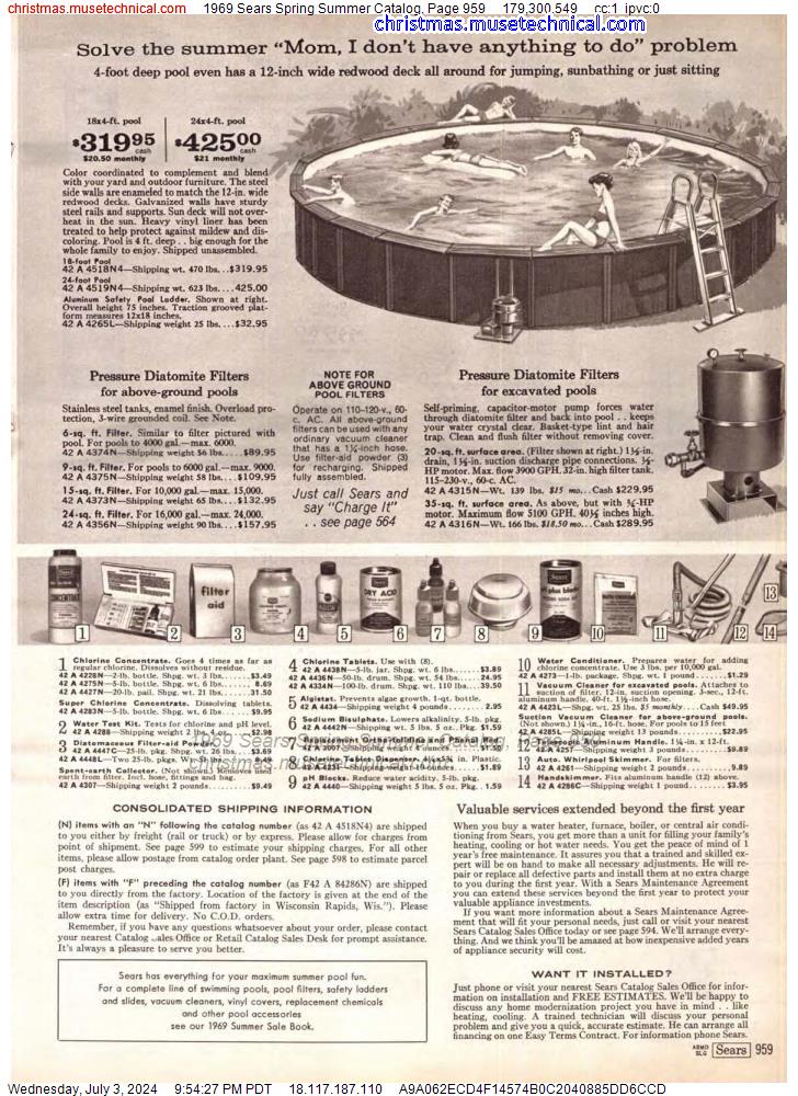 1969 Sears Spring Summer Catalog, Page 959