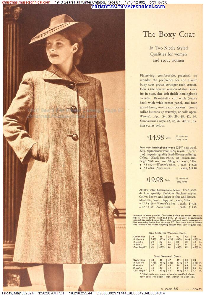 1943 Sears Fall Winter Catalog, Page 87