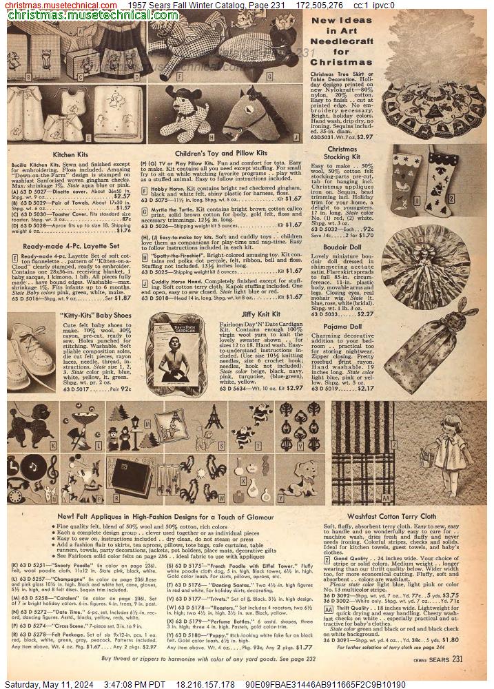1957 Sears Fall Winter Catalog, Page 231