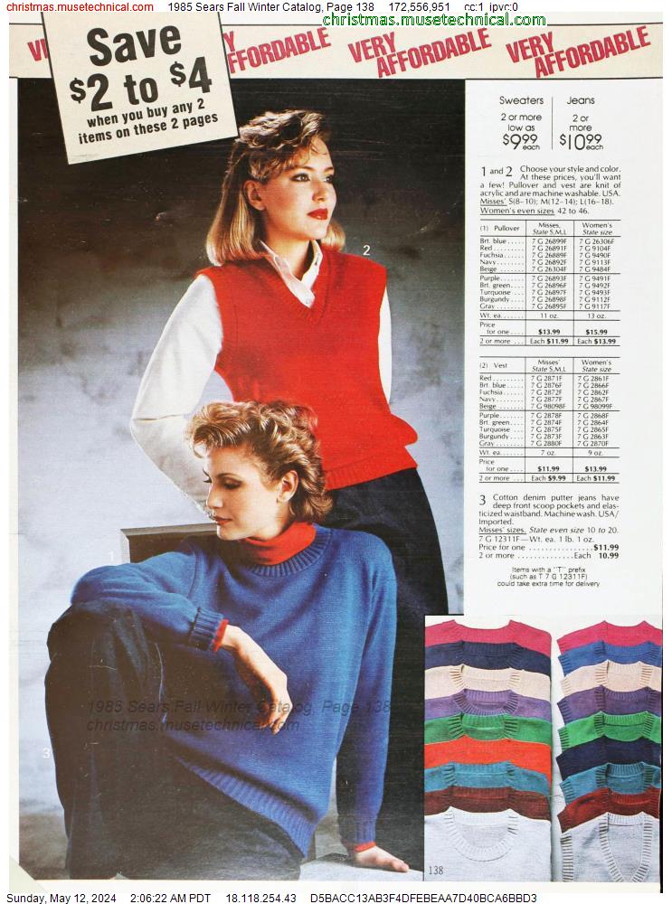 1985 Sears Fall Winter Catalog, Page 138