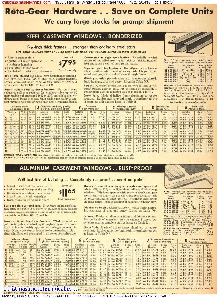 1950 Sears Fall Winter Catalog, Page 1060