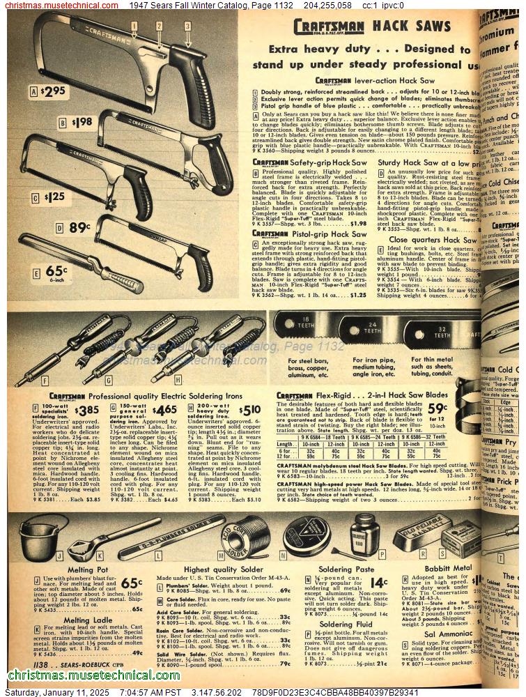 1947 Sears Fall Winter Catalog, Page 1132