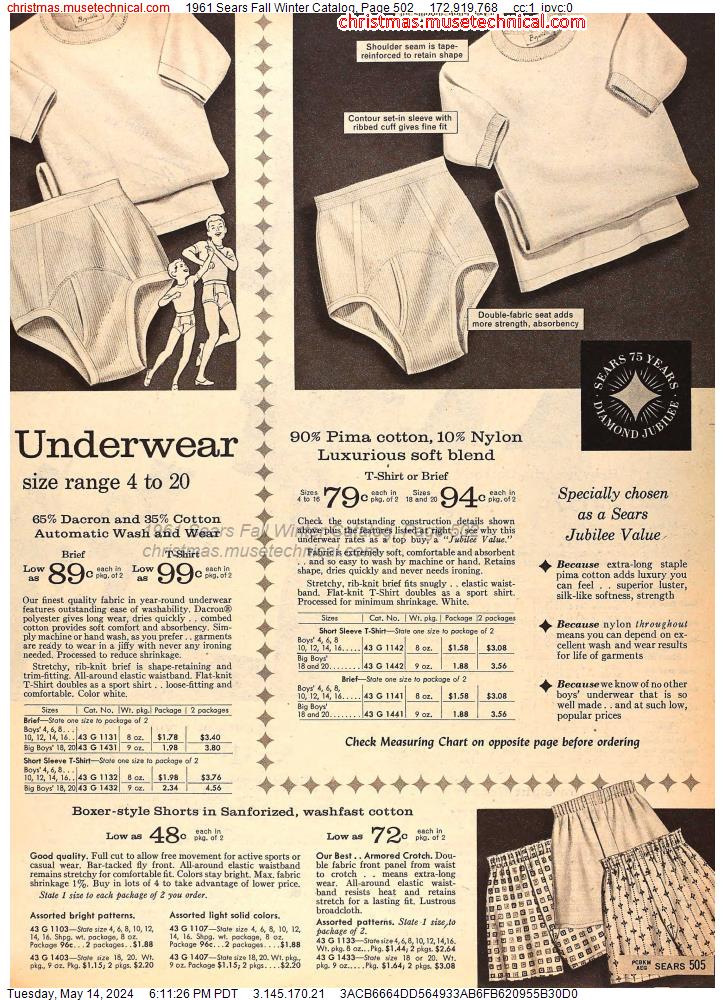 1961 Sears Fall Winter Catalog, Page 502