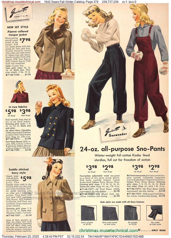 1942 Sears Fall Winter Catalog, Page 379