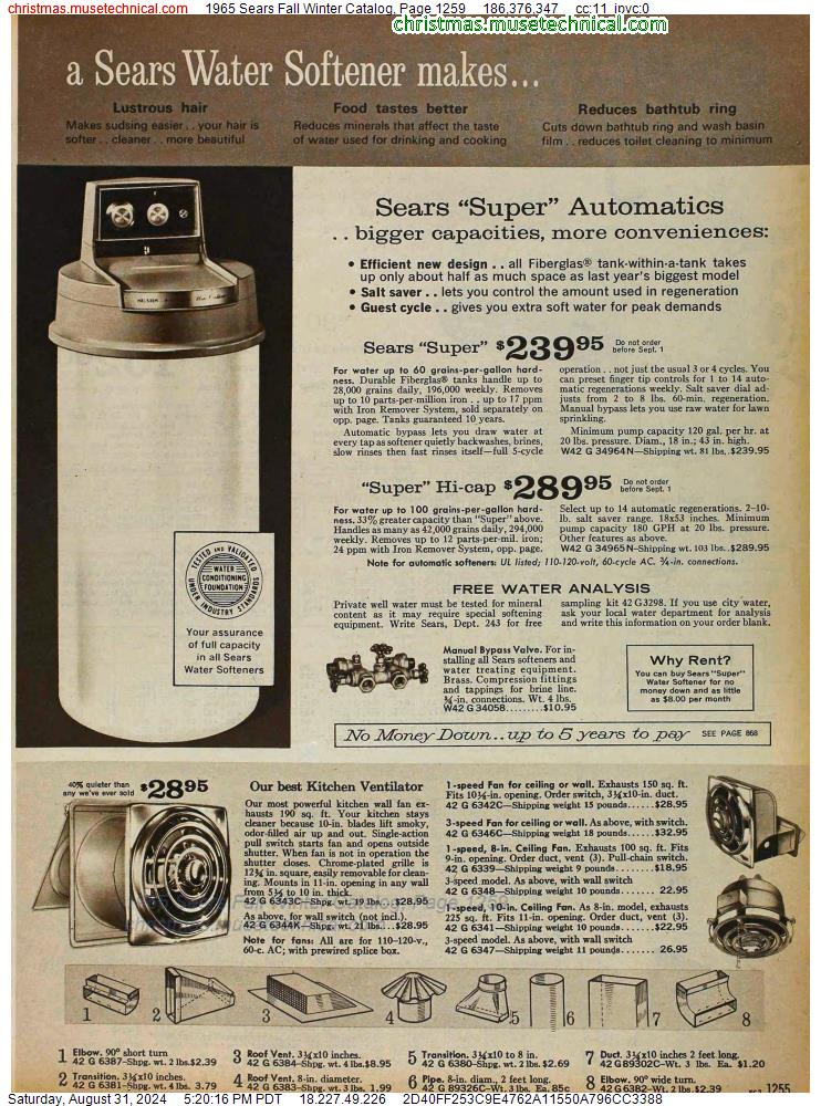 1965 Sears Fall Winter Catalog, Page 1259