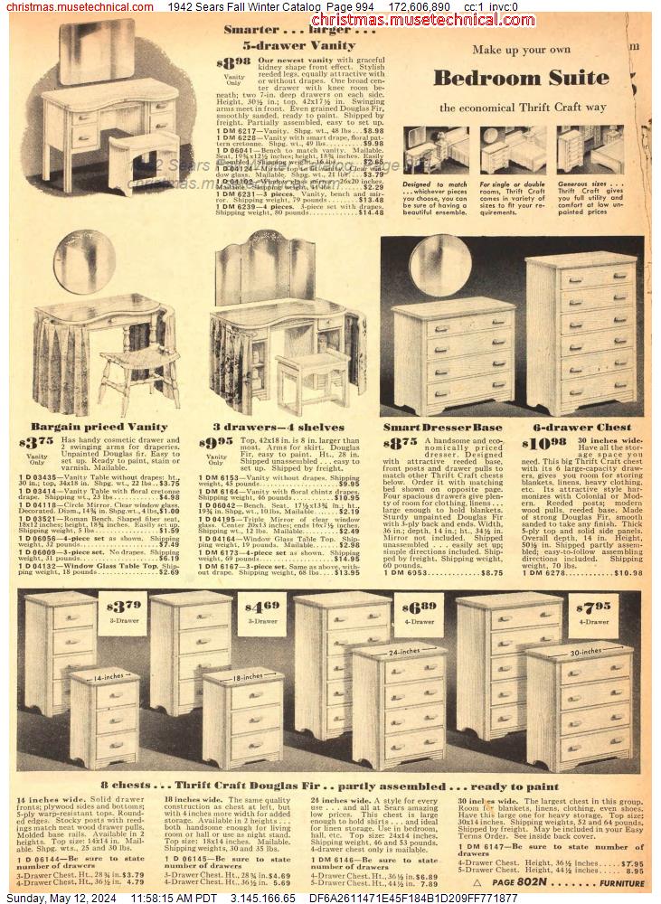 1942 Sears Fall Winter Catalog, Page 994