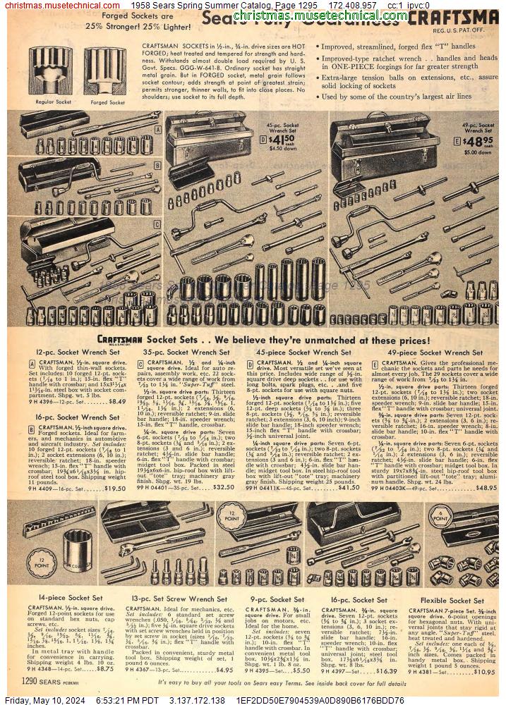 1958 Sears Spring Summer Catalog, Page 1295