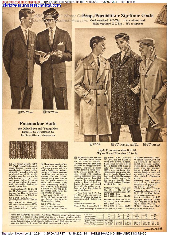 1958 Sears Fall Winter Catalog, Page 523