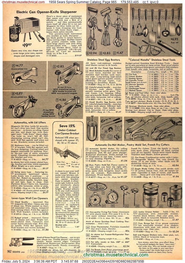 1958 Sears Spring Summer Catalog, Page 965